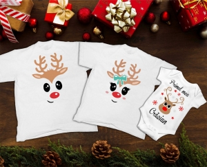 Tricouri Personalizate - Set 3 Tricouri Personalizate si Body - Primul Meu Craciun  