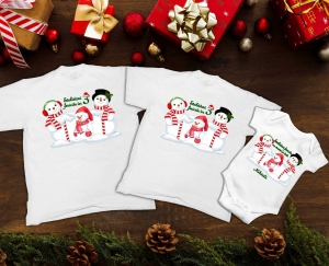 Tricouri Personalizate - Set 3 Tricouri Personalizate si Body - Sarbatori Fericite  