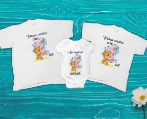 Tricouri Personalizate - Set 3 Tricouri Personalizate si Body - 1 An Ursulet Mic  