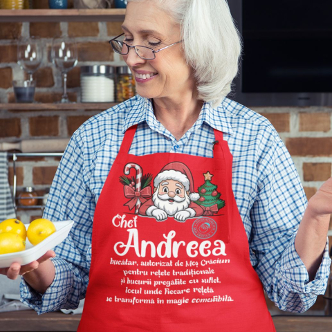 Sorturi Personalizate - Sort Personalizat - Chef + Nume, bucatar autorizat de Mos Craciun