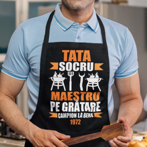 Sorturi Personalizate - Sort Personalizat - Tata socru  maestru pe gratare campion la bere cu anul nasterii