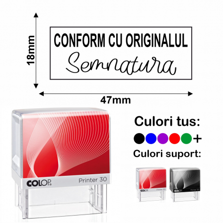Stampile conform cu originalul - Stampila Conform cu originalul + semnatura 2 Printer 30