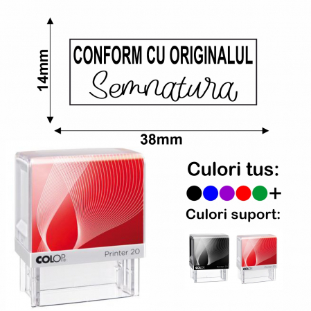 Stampile conform cu originalul - Stampila Conform cu originalul + semnatura 2 Printer 20