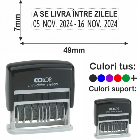 Stampile cu data / datiere - Stampila datiera dubla - S 160/DD Mini-Doubledater