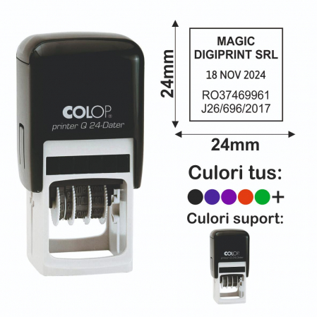 Stampile cu data / datiere - Stampila Datiera Patrata - Printer Q24 Dater
