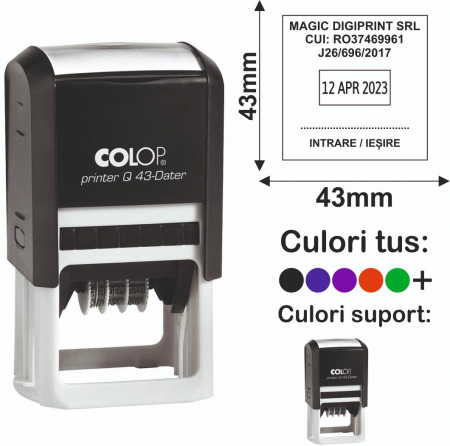 Stampile cu data / datiere - Stampila Datiera Patrata - Printer Q43 Dater