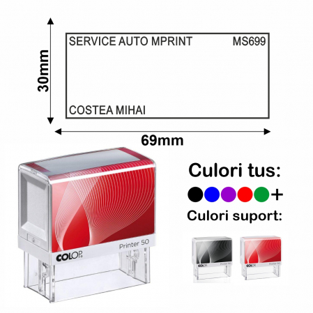 Domenii stampile - Stampila ITP Service Auto dreptunghiulara Colop Printer 50