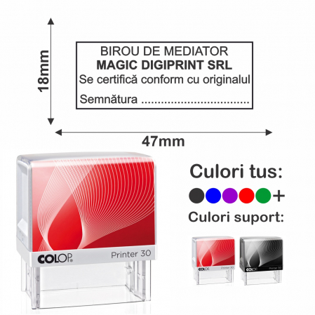 Stampile Mediator - Stampila Birou Mediator conform cu originalul Printer 30