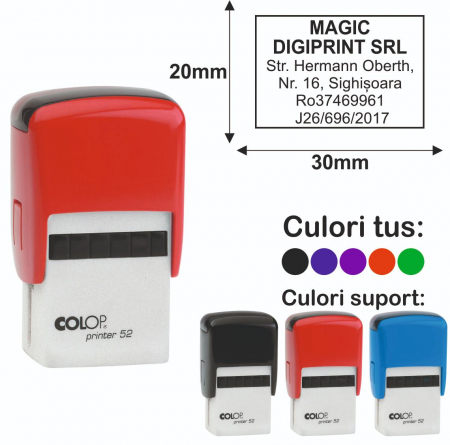 Tipuri de stampile - Stampila rectangulara - Printer 52