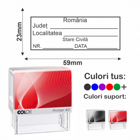Stampile stare civila - Stampila Stare Civila act data inregistrare Printer 40