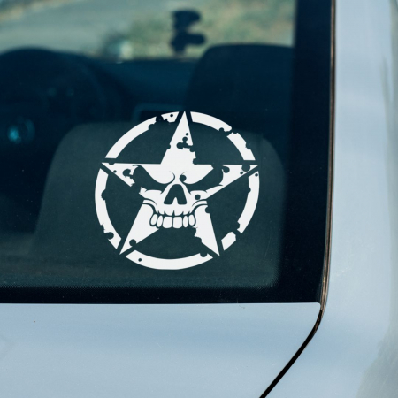 Stickere Auto - Sticker Auto - Army skull star