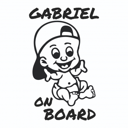 Sticker Auto - Baby On Board Baiat cu Sapca + Nume [1]