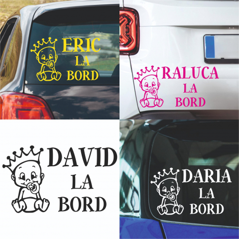 Stickere Auto - Sticker Auto - Baby on board cu Coroana
