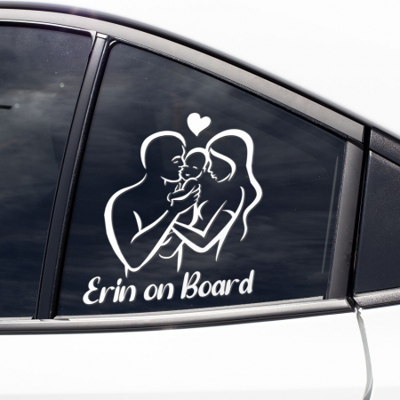 Stickere Baby on board - Sticker Auto - Baby On Board Familie + Nume