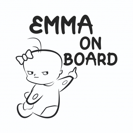 Stickere Auto - Sticker Auto - Baby On Board Fetita + Nume