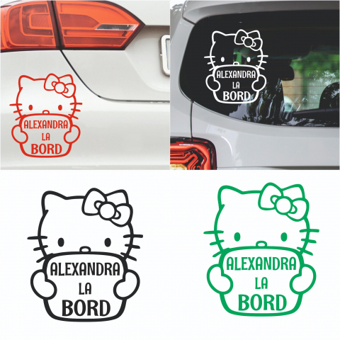 Stickere Auto - Sticker Auto - Baby on board pisicuta cu nume