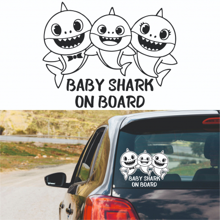 Stickere Auto - Sticker Auto - Baby Shark on board