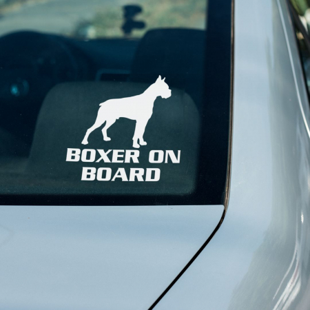 Stickere auto animale la bord - Sticker Auto - Boxer on board 2