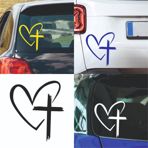 Stickere Auto - Sticker Auto - Cruce in inima