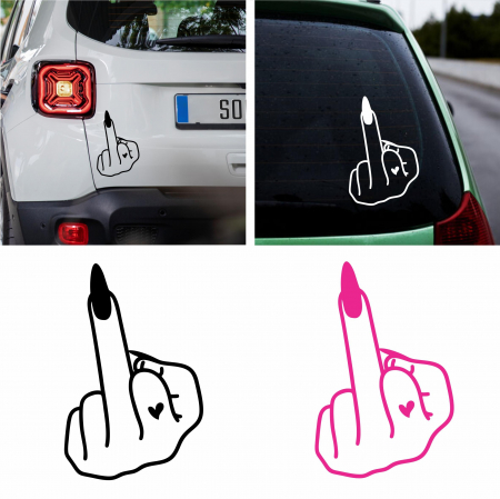 Stickere auto pentru fete - Sticker Auto - Deget mijlociu femeie