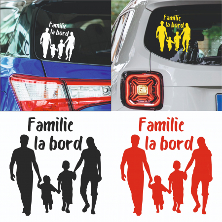Stickere Auto - Sticker Auto - Familie la bord 2 baieti