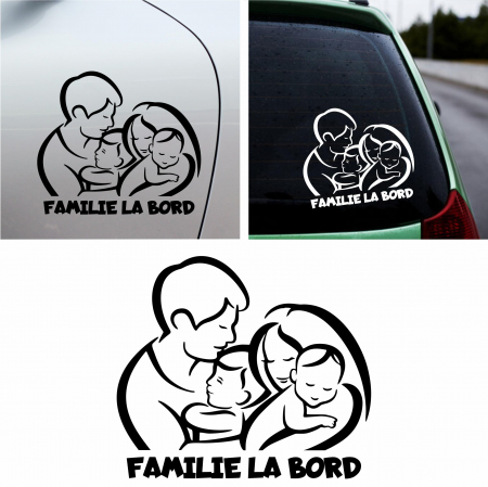 Stickere Auto - Sticker Auto - Familie la bord 2 copii