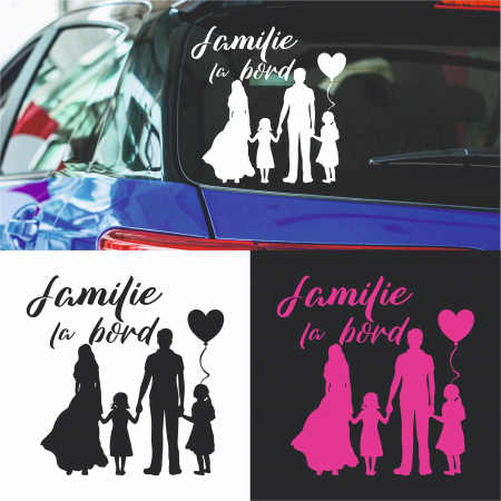 Stickere Auto - Sticker Auto - Familie la bord 2 fetite