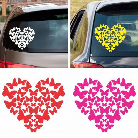 Stickere auto animale la bord - Sticker Auto - Fluturasi inima