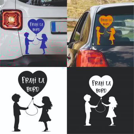Stickere Auto - Sticker Auto - Frati la bord - baiat si fata