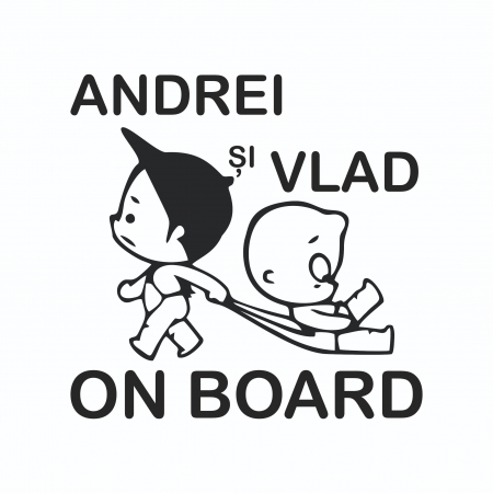 Sticker Auto - Frati la bord + Nume [1]