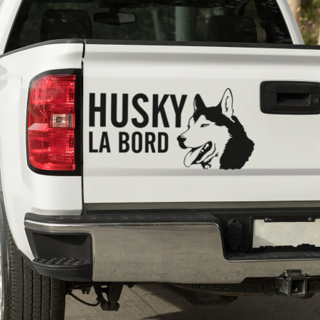 Stickere auto animale la bord - Sticker Auto - Husky la bord