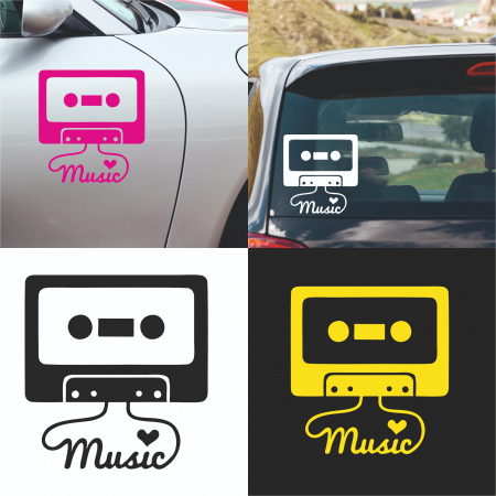 Stickere auto car audio / bass - Sticker Auto - I love Music