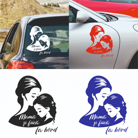 Stickere Auto - Sticker Auto - Mama si fiica la bord