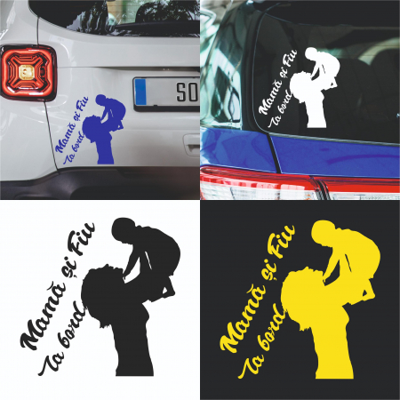 Stickere Auto - Sticker Auto - Mama si fiu la bord