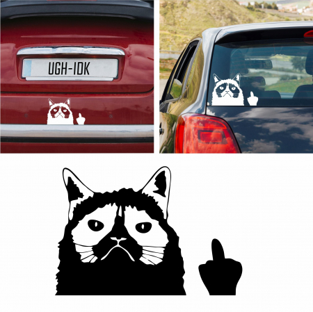 Stickere auto animale la bord - Sticker Auto - Peeking pisica deget