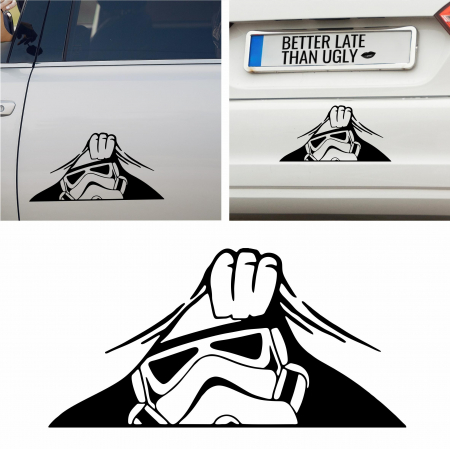 Stickere Gaming / Filme - Sticker Auto - Peeking Storm Trooper