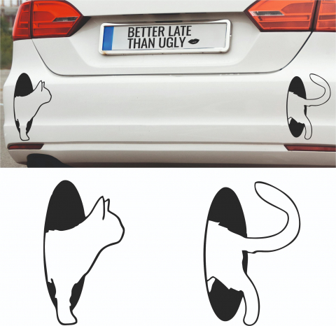 Stickere Funny - Sticker Auto - Pisicuta in portal - Teleportomiau