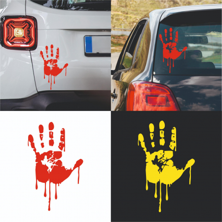 Cadouri de Halloween - Sticker Auto - Urma de mana insangerata