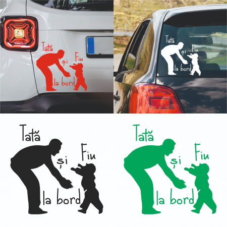 Stickere Auto - Sticker Auto - Tata si fiu la bord