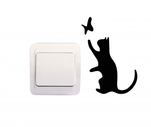 Sticker Decorativ Intrerupator - Pisica si fluture [0]