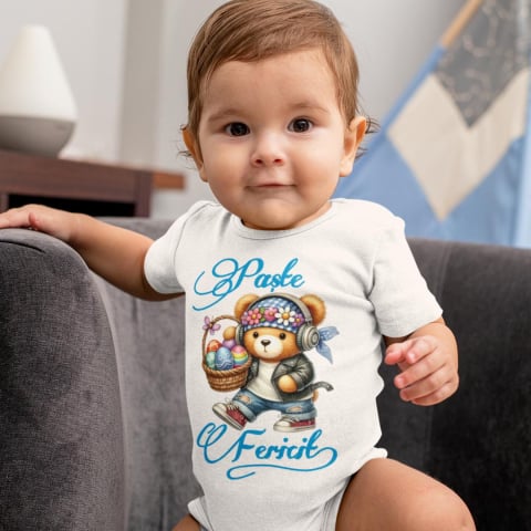 Body Si Tricouri Copii - Tricou / Body Personalizat - Paste fericit ursulet