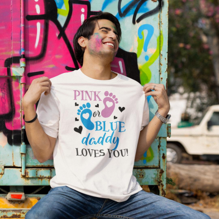 Tricouri Gender Reveal - Tricou Gender reveal - Pink or blue Daddy loves you