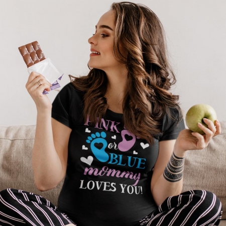 Tricouri Gender Reveal - Tricou Gender reveal - Pink or blue Mommy loves you