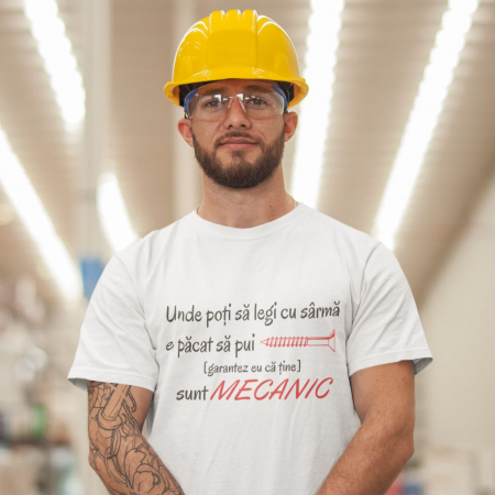 Promotie Tricou Barbat M Personalizat Mecanic - Unde Poti Sa Legi Cu Sarma [1]
