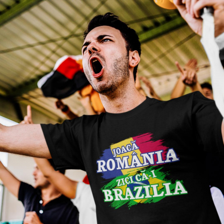 Tricouri Romanesti - Tricou personalizat Meme - Joaca Romania zici ca-i Brazilia