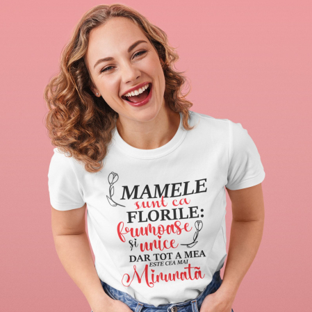 Tricouri Pentru Mama si Tata - Tricou Personalizat Pentru Mama - Cea Mai Minunata Floare