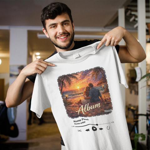Tricouri Meme - Tricou personalizat - Piesa Mea Preferată cu poza album + nume artist