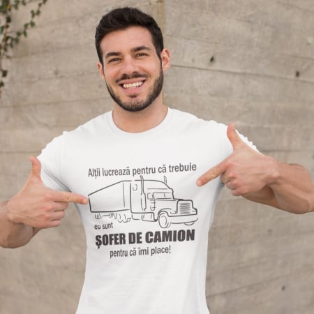 Lichidari de stoc - Promotie Tricou Barbat M Personalizat - Sunt Sofer De Camion Pentru Ca Imi Place