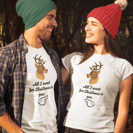 Tricouri Cuplu - Set 2 Tricouri Cuplu Craciun - All I want for Christmas Is You  