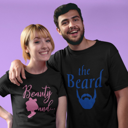 Set 2 Tricouri Cuplu Personalizate - Beauty And The Beard   [1]